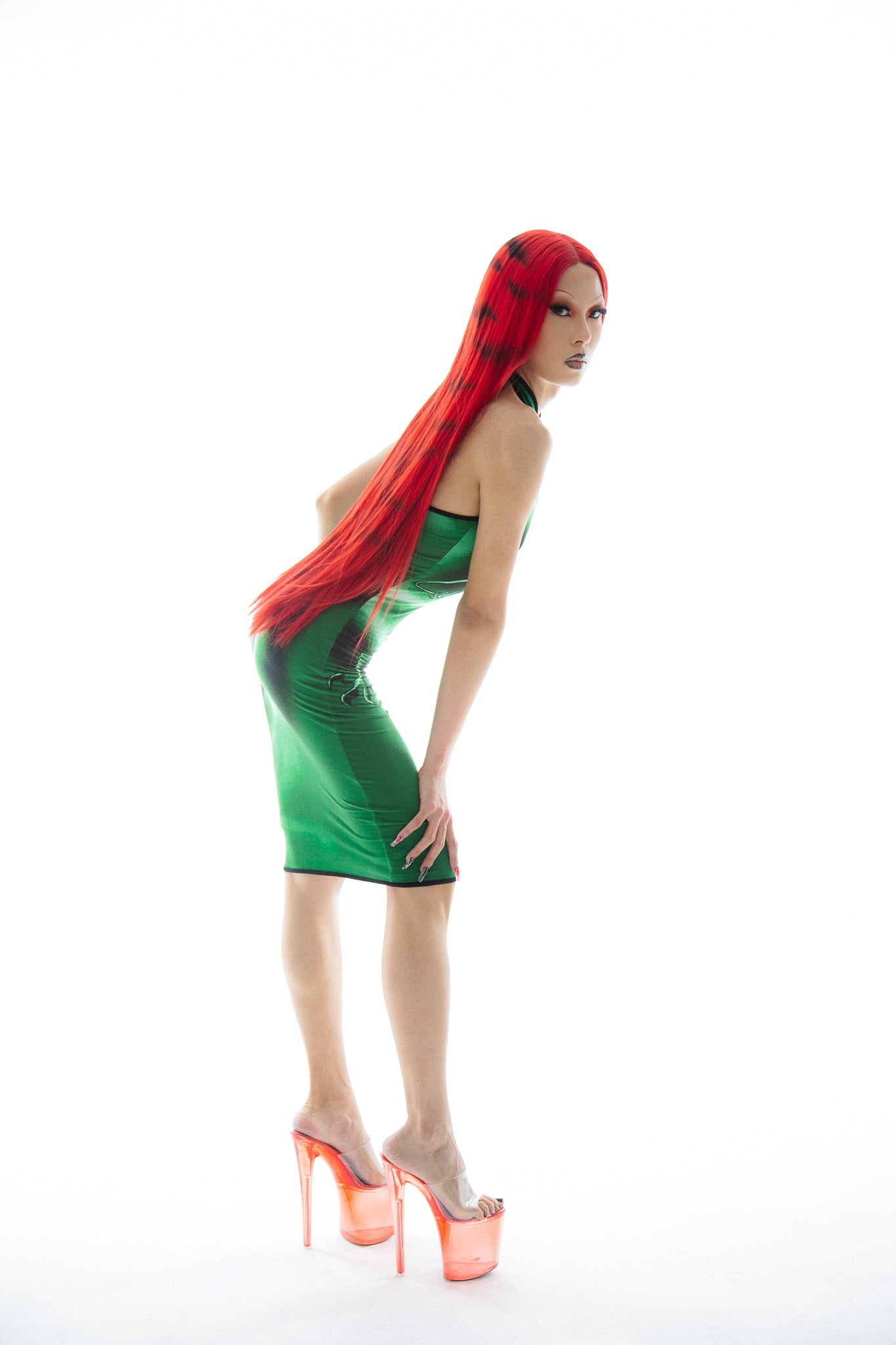 Dragon Halter Neck Midi Dress