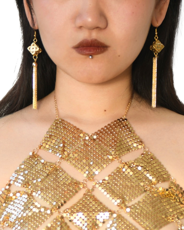 Gold Tassel Drop Earrings