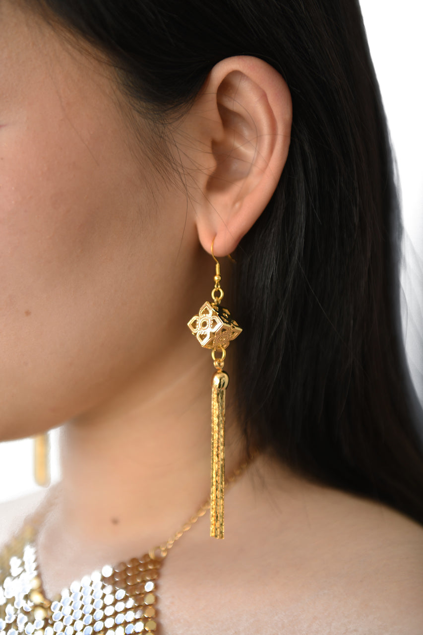 Gold Tassel Drop Earrings